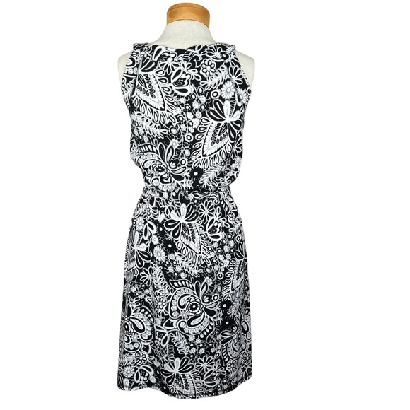 T by Talbots Sleeveless Black & White Casual Knit Dress With Drawstring Waist SP - Picture 7 of 15